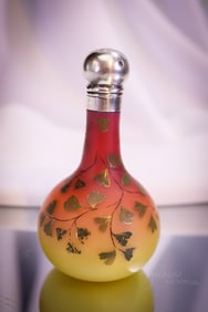Webb Victorian Uranium Peachblow Maidenhair Fern w/ Sterling Silver Perfume.