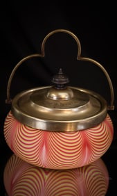 Victorian Stevens & Williams Nailsea Drape Glass Sweetmeat