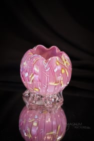 Victorian Peloton Glass Footed Miniature Rose Bowl