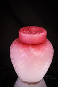 Victorian Phoenix Herringbone Mother of Pearl Satin Glass Potpourri Jar