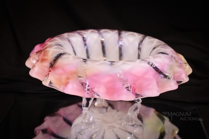Signed "Patent" Webb Rainbow Victorian Mother of Pearl Satin Glass 10" Bowl