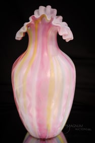 Rainbow Victorian Mother of Pearl Satin Glass 8" Vase