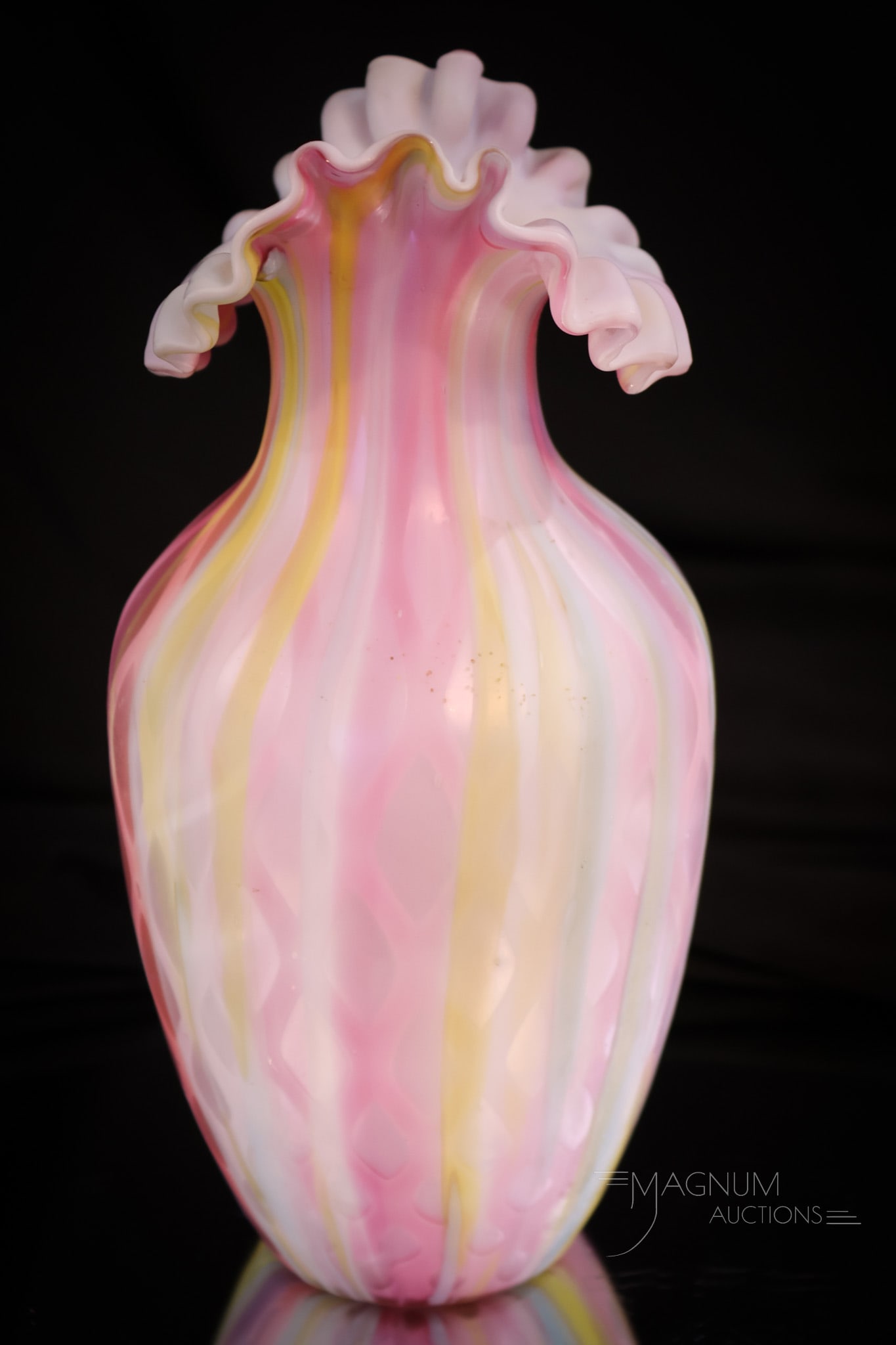 Rainbow Victorian Mother of Pearl Satin Glass 8" Vase (1 of 6)