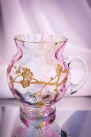 Rare rainbow Victorian Glass Gilt Enameled Victorian Glass Punch Custard Cup