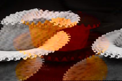 Golden Dawn Victorian Mother of Pearl Satin Glass Finger Bowl & Underplate