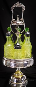 Merdien Victorian Silverplate Vaseline Daisy & Button Condiment Cruet Castor Set