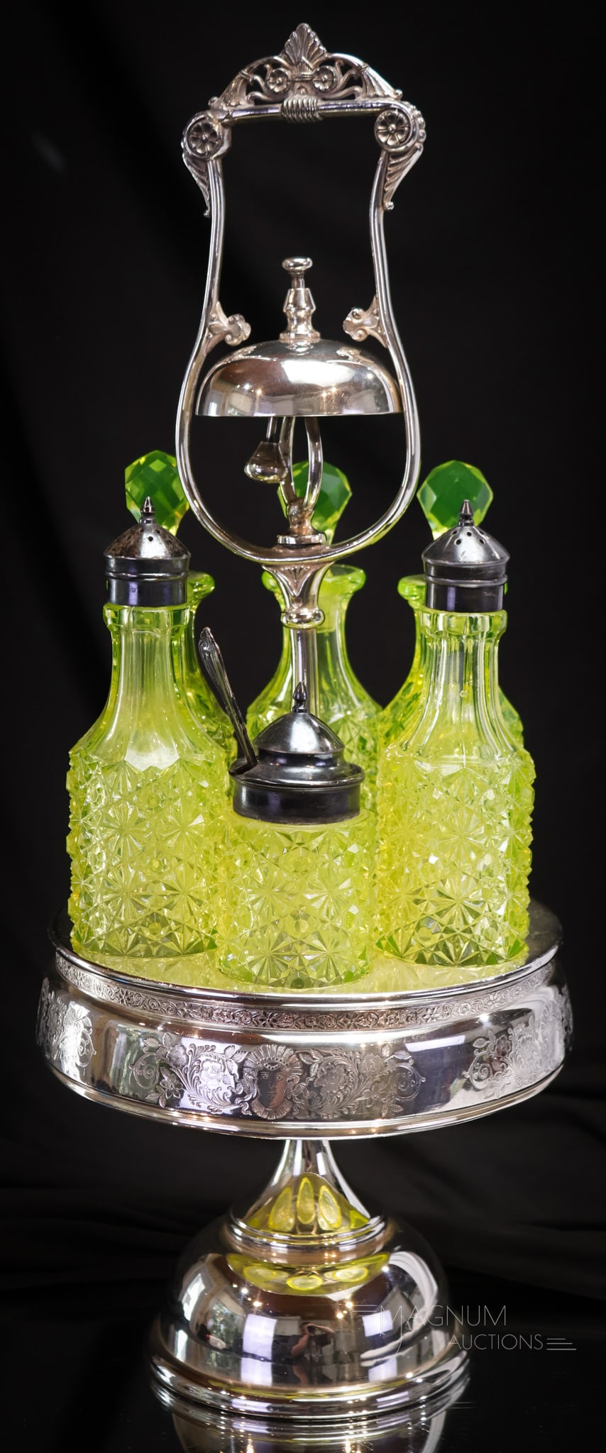 Merdien Victorian Silverplate Vaseline Daisy & Button Condiment Cruet Castor Set (1 of 13)