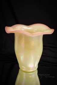 Burmese Stretch Glass Uranium Rich Art Glass Vase