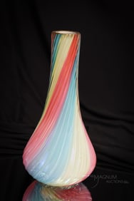 Loetz Rainbow Victorian Uranium Art Glass Vase