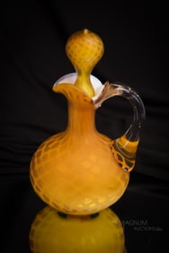 Very Rare Victorian Gold Mother of Pearl Art Glass Cruet