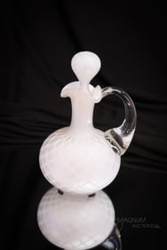Very Rare White Mother of Pearl Victorian Art Glass Cruet