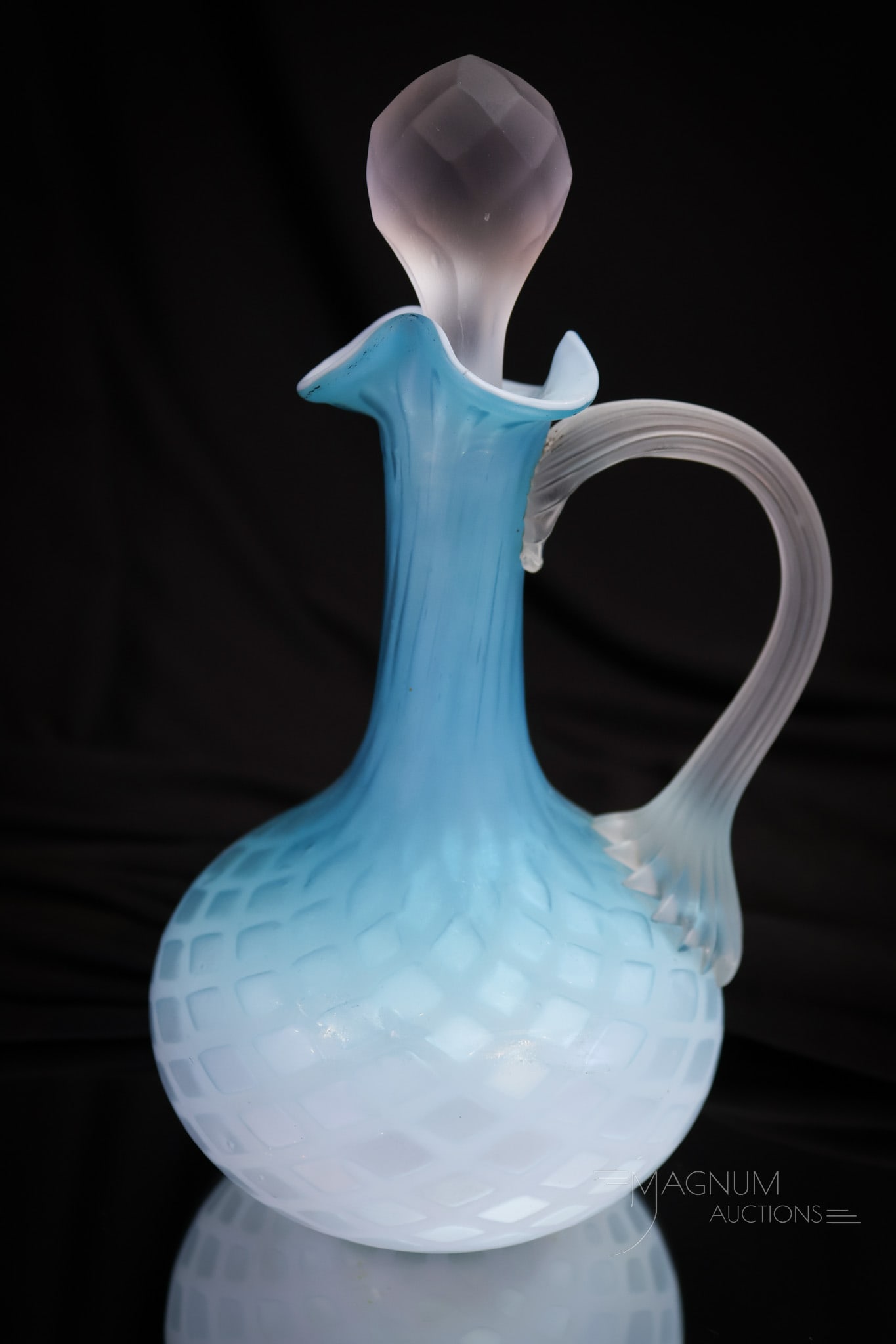 Victorian Blue Satin  Mother of Pearl Art Glass Cruet (1 of 5)