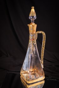 Victorian 13 1/2" Moser Crystal Gilt Enameled Claret Decanter