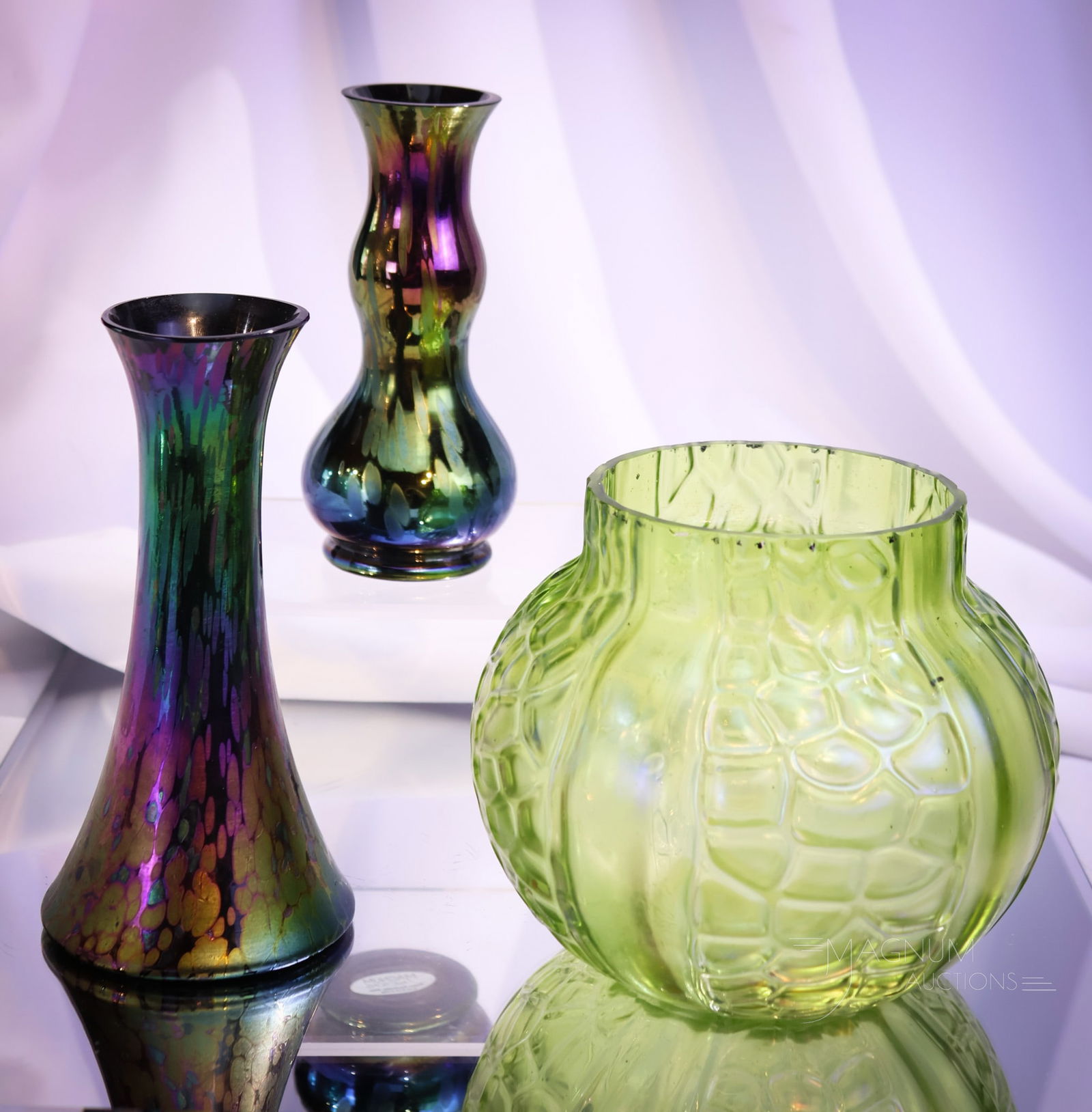 3 pc Lot Victorian Austrian Art Glass Vases (1 of 9)