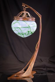 Art Nouveau Austrian Glass & Metal Palme Koenig Antique Desk Lamp