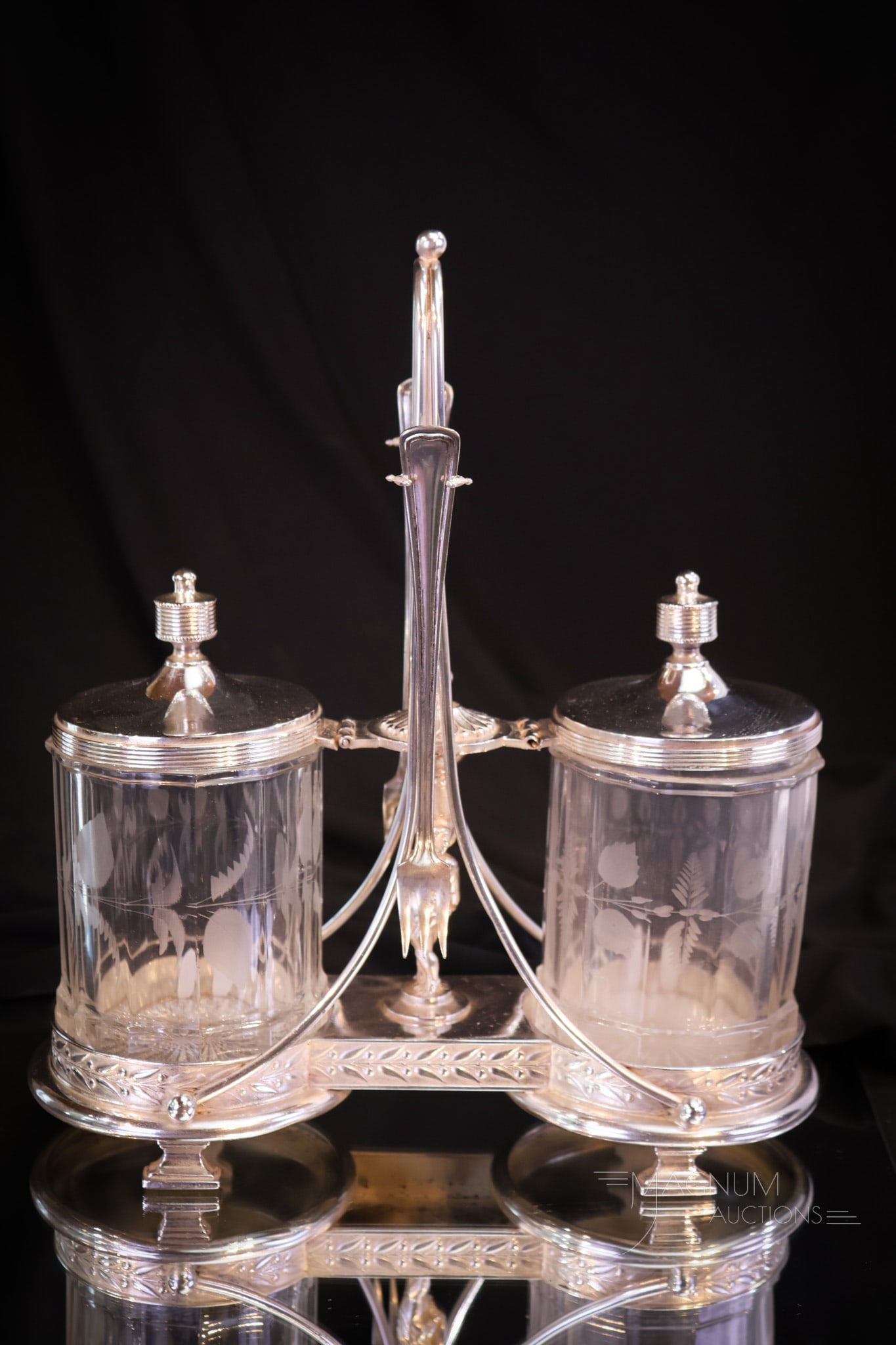 Simpson Hall Miller Victorian Silverplate Glass Double Pickle Castor (1 of 9)