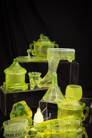 13 pc Vaseline Glass Novelties & More