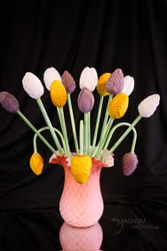 16 pc Lot German Blown Glass Tulips