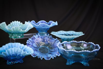 6 pc Lot Victorian Opalescent Glass Bowls
