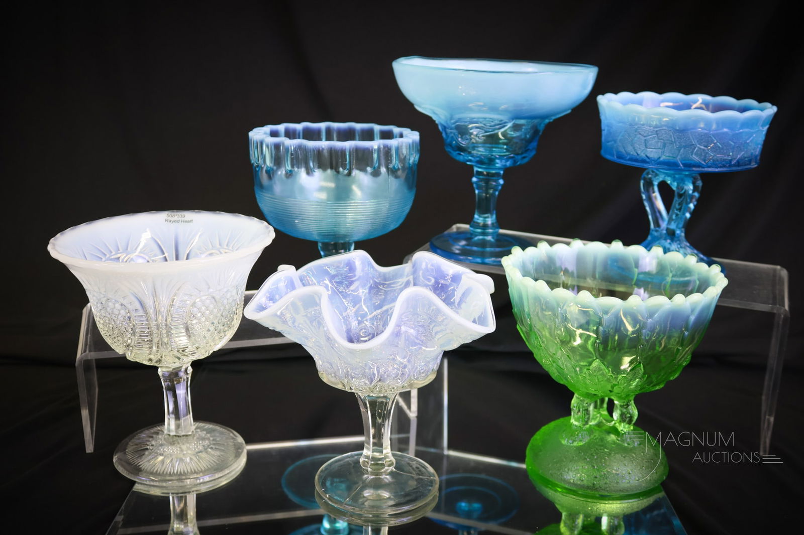 6 pc Lot Victorian Opalescent Glass Jelly Compotes (1 of 11)