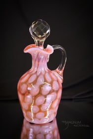 Very Rare Bittersweet Opalescent Coinspot Victorian Glass Cruet
