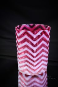 Northwood Cranberry Opalescent Victorian Glass Herringbone Tumbler