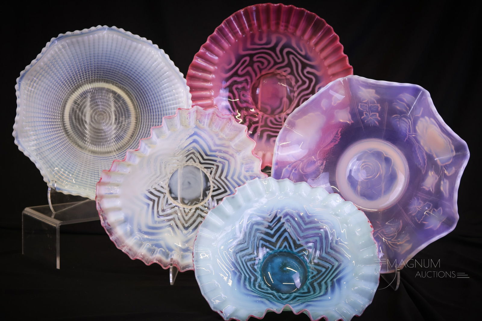 5 pc Lot Victorian Opalescent Glass Bowls (1 of 10)