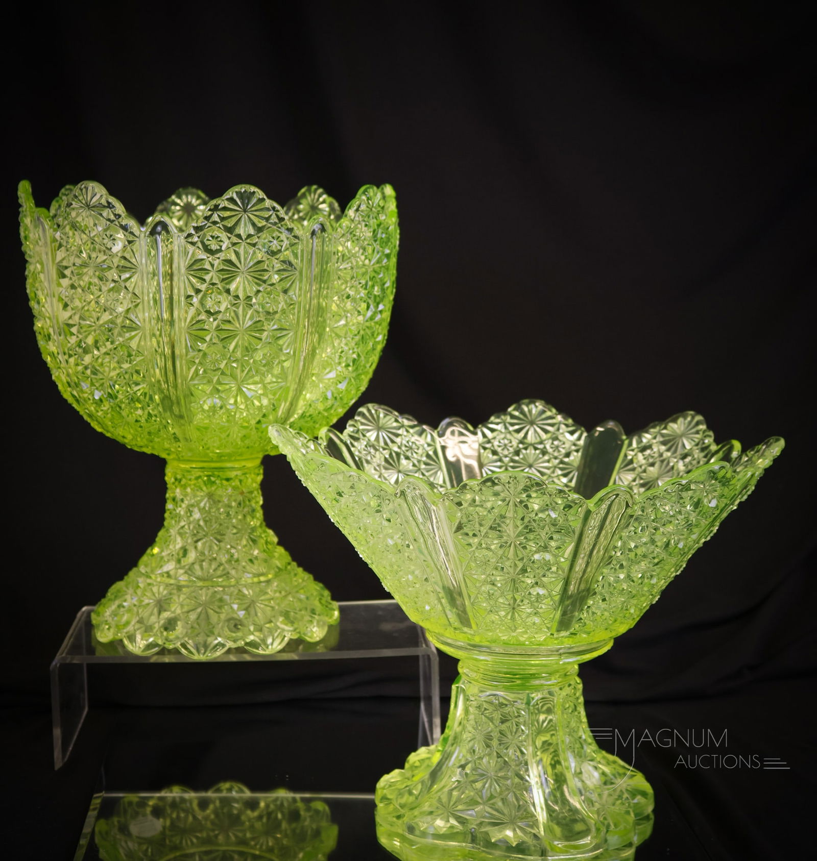 2 pc Lot Vaseline Victorian Duncan Ellrose Glass (1 of 9)