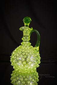 Hobbs Vaseline Victorian Glass Hobnail Cruet