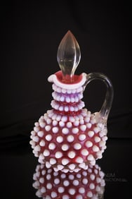 Scarce Phoenix Cranberry Opalescent Hobnail Victorian Glass Cruet