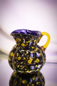 Hobb's Victorian Cobalt Spangle Glass Cream Pitcher