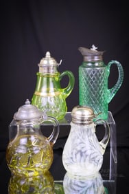 4 pc Lot Victorian Glass Syrup Pitchers