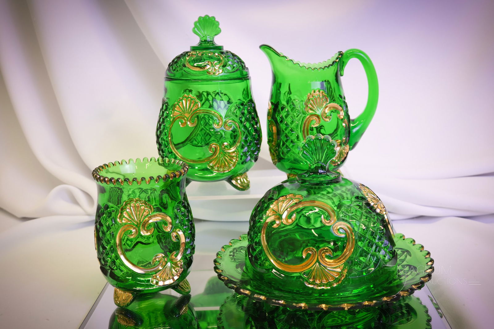 4 pc Victorian Riverside Croesus Glass Table Set (1 of 14)