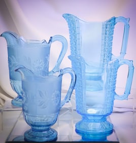 4 pc Lot Victorian Pattern Glass Pitchers Richards & Hartley & More