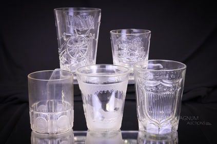 5 pc Lot Victorian Pattern Glass Tumblers