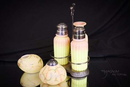 Mt. Washington Victorian Art Glass Salt Shaker Parts Lot