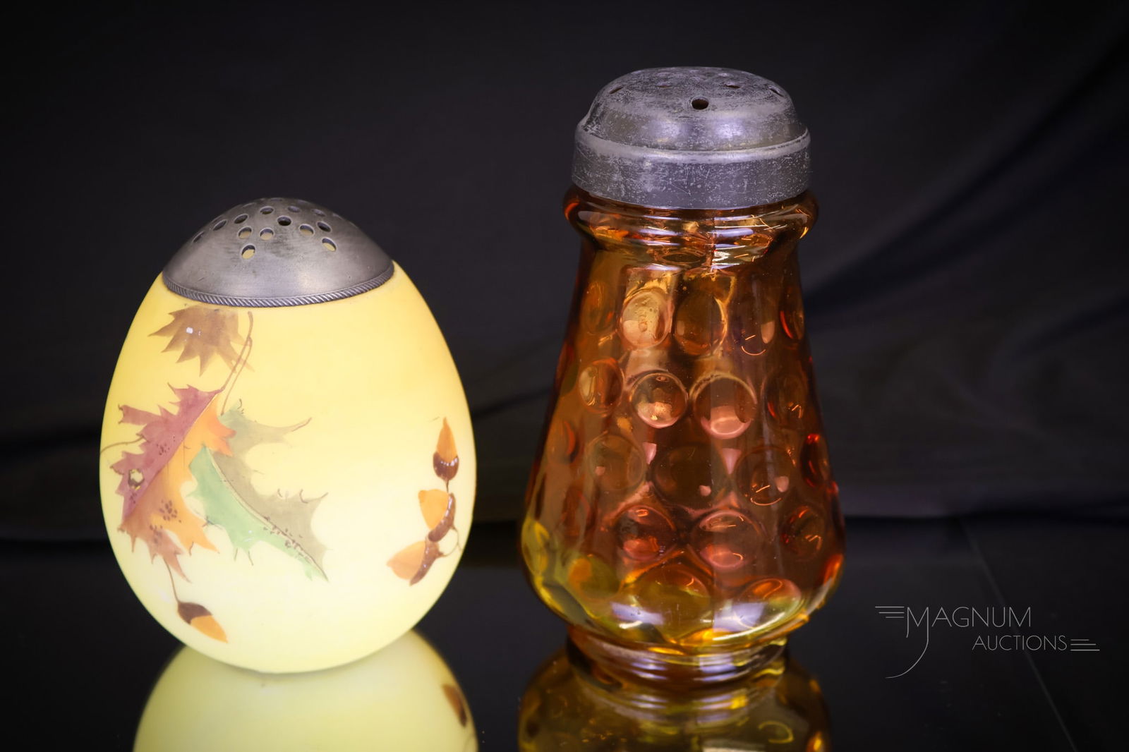 2 pc Lot Victorian Mt. Washington & Hobbs Glass Sugar Shakers (1 of 6)