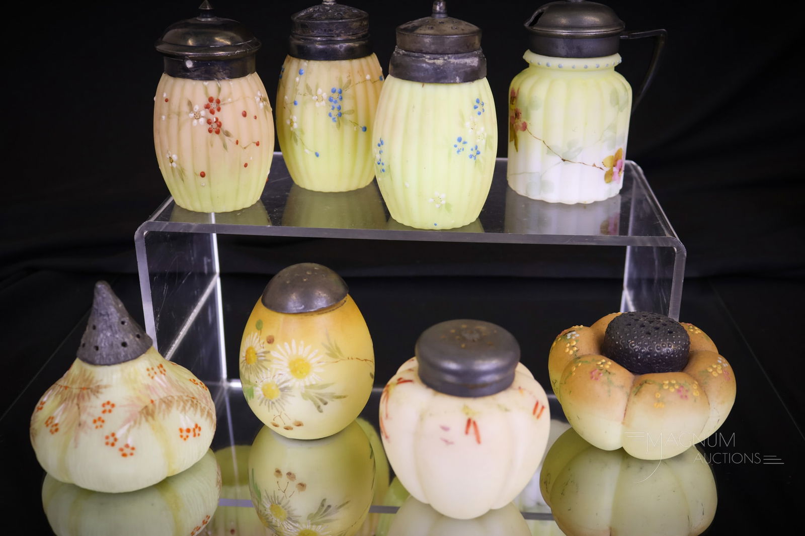 8 pc Lot Victorian Mt. Washington Victorian Glass Salt Shakers (1 of 4)