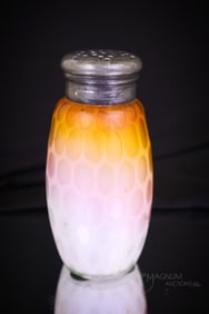 Phoenix Apricot Victorian Mother of Pearl Satin Glass Sugar Shaker