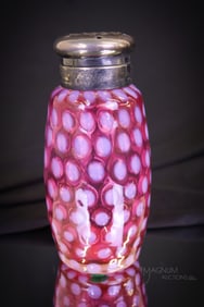 Scarce Cranberry Opalescent Baby Coinspot Victorian Phoenix Glass Sugar Shaker