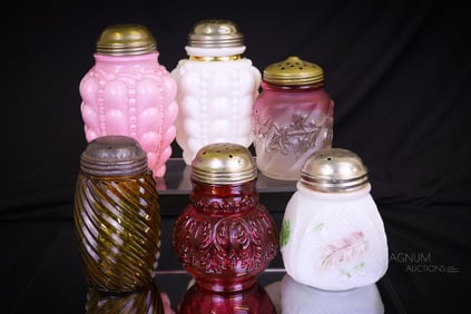 6 pc Lot Victorian Northwood Consolidated Glass Sugar Shakers