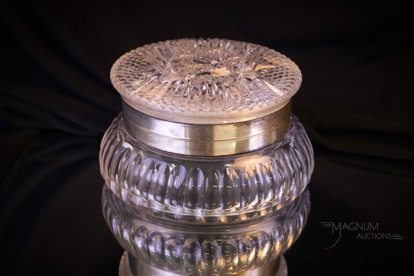 C. F. Monroe Wavecrest Cut Glass with Sterling Mirrored Dresser (1 of 8)