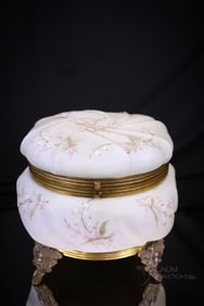 Large Wavecrest Helmschmied Swirl Victorian Glass 7" Dresser Box