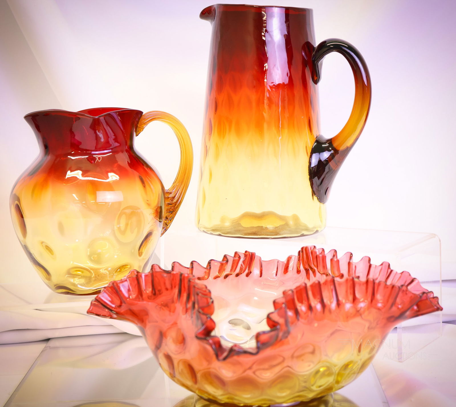 3 pc Lot Victorian Mt. Washington Amberina Glass (1 of 12)