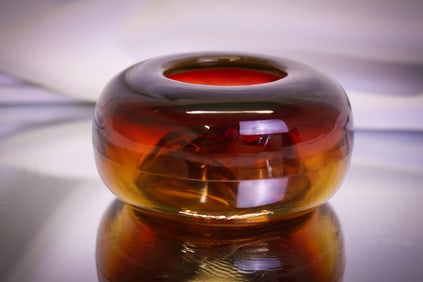 Rare Amberina Glass Sponge Cup