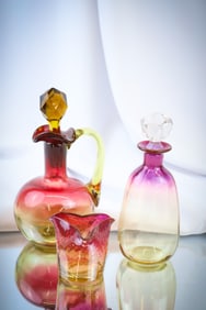 3 pc Lot Victorian Amberina Glass Mt. Washington New England Libbey