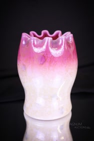 New England Peachblow Agata Victorian Glass Spooner