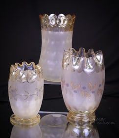3 pc Lot New England & More Pomona Victorian Glass
