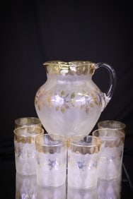 7 pc Set New England Pomona Victoian Glass Water Set
