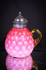 Rare Phoenix Victorian Pink Cased Honeycomb Syrup Pitcher